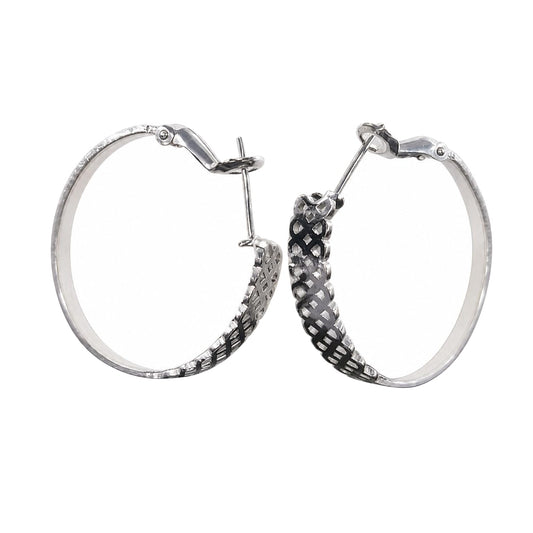 Warm Fortune 18K Gold Plated Textured Chain Hoop Earrings for Women Hypoallergenic - Valentine's Day, Mother's Day, Birthday Gift for Her