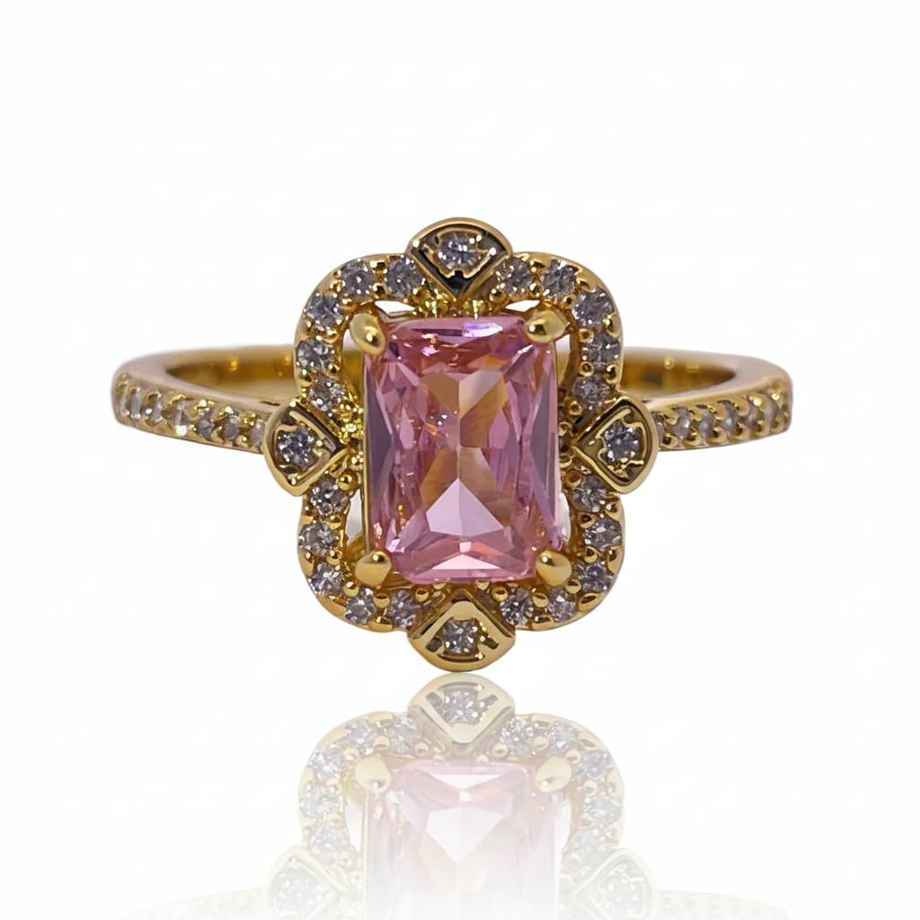 Warm Fortune Cubic Zirconia Promise Rings for Women,18K Gold Plated Anniversary Ring,Gift for Her Wedding Bands Rings