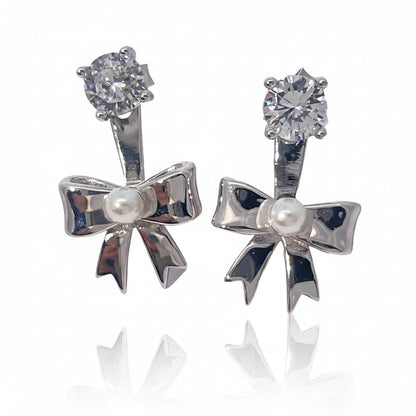 Warm Fortune Cubic Zirconia Stud Earrings for Women, 925 Sterling Silver with 18K White Gold Plated Hypoallergenic