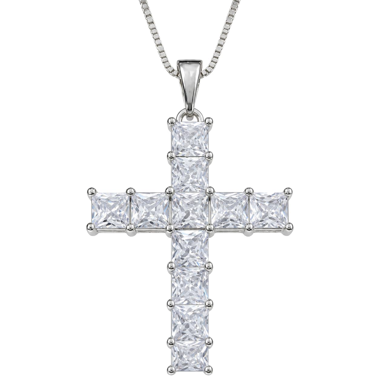 Warm Fortune Princess-Cut Cross Pendant Necklace for Women: 18K Gold Plated, Adjustable Chain (18"+2") with Sparkling CZ | A Dazzling Statement for Glamorous Events