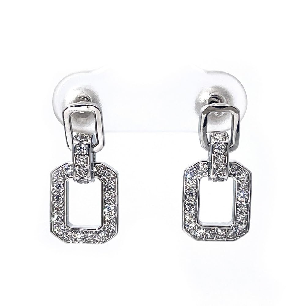 Warm Fortune 18K Gold Plated Geometric Rectangle Cubic Zirconia Drop Earrings for Women Hypoallergenic - Valentine's Day, Mother's Day, Birthday Gift for Her