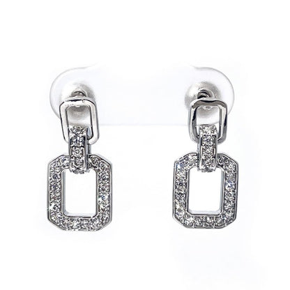 Warm Fortune 18K Gold Plated Geometric Rectangle Cubic Zirconia Drop Earrings for Women Hypoallergenic - Valentine's Day, Mother's Day, Birthday Gift for Her