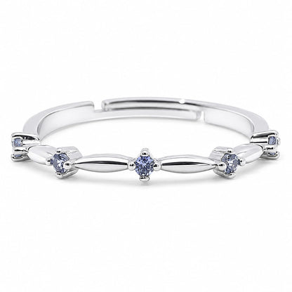 Warm Fortune Five‑Oval‑CZ Wide Band Statement Ring for Women, 18K White Gold Plated Cubic Zirconia Wide‑Face Band, Dainty Elegant Jewelry