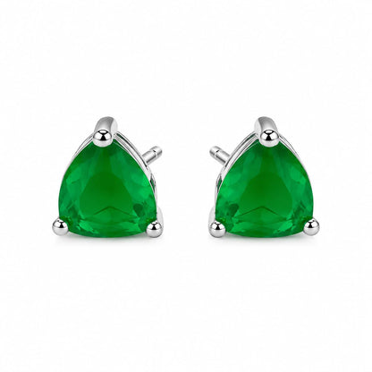 Warm Fortune 18K White Gold Plated CZ Trillion Stud Earrings for Women