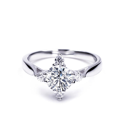 Warm Fortune Moissanite Flower Engagement Ring for Women, 0.5/1.0ct DE VVS Lab Created,925 Sterling Silver with 18K White Gold Plated Anniversary Ring, Gift for Her Promise Ring, Size 6.5