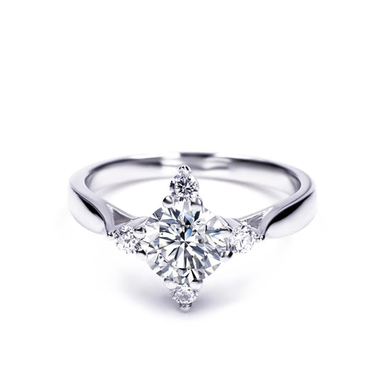Warm Fortune Moissanite Flower Engagement Ring for Women, 0.5/1.0ct DE VVS Lab Created,925 Sterling Silver with 18K White Gold Plated Anniversary Ring, Gift for Her Promise Ring, Size 6.5