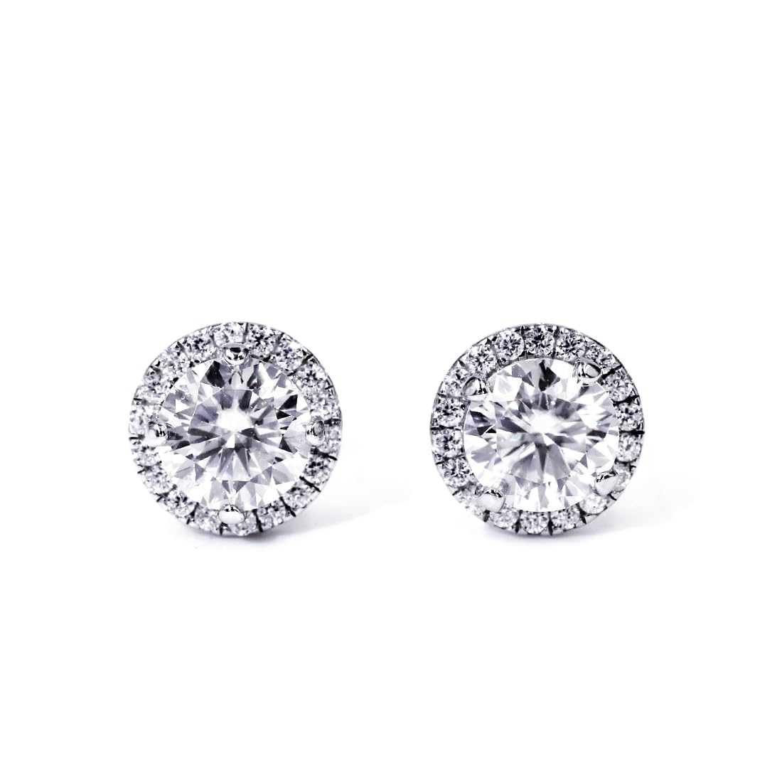 Warm Fortune Moissanite Halo Stud Earrings for Women, 0.5/1.0ct DE VVS Lab Created, Brilliant Round Cut, 925 Sterling Silver with 18K White Gold Plated Hypoallergenic