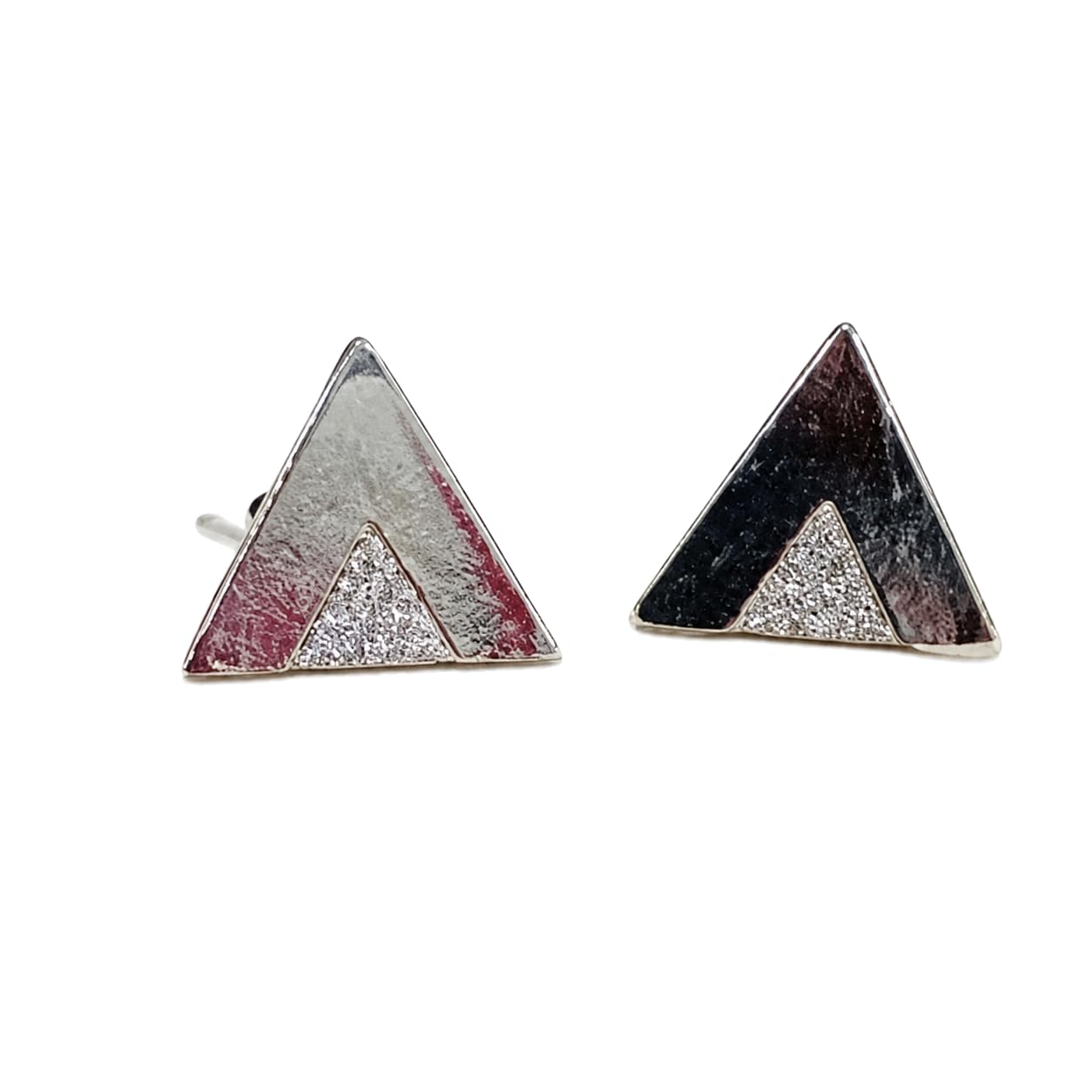 Warm Fortune 18K Gold Plated Geometric Triangle Cubic Zirconia Stud Earrings for Women Hypoallergenic - Valentine's Day, Mother's Day, Birthday Gift for Her