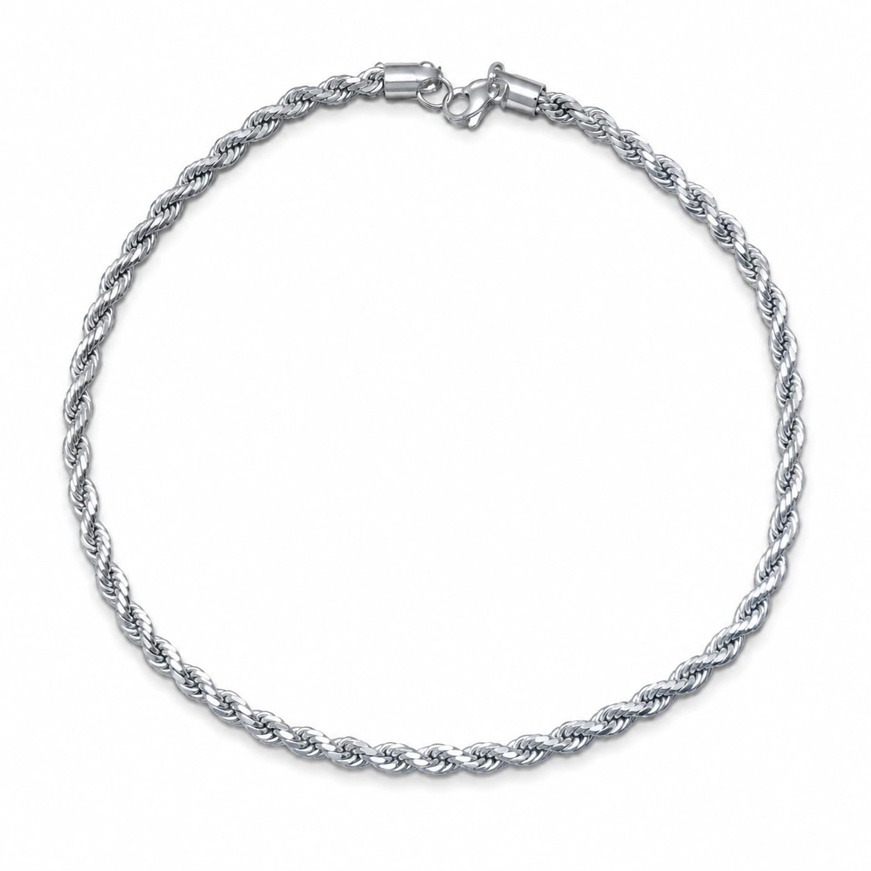 Warm Fortune 18K White Gold Plated Braided Rope Chain Necklace