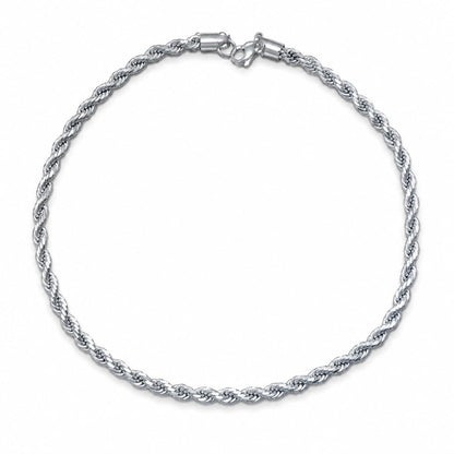 Warm Fortune 18K White Gold Plated Braided Rope Chain Necklace