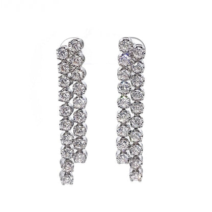 Warm Fortune 18K Gold Plated Double Row Cubic Zirconia Drop Earrings for Women Hypoallergenic - Valentine's Day, Mother's Day, Birthday Gift for Her