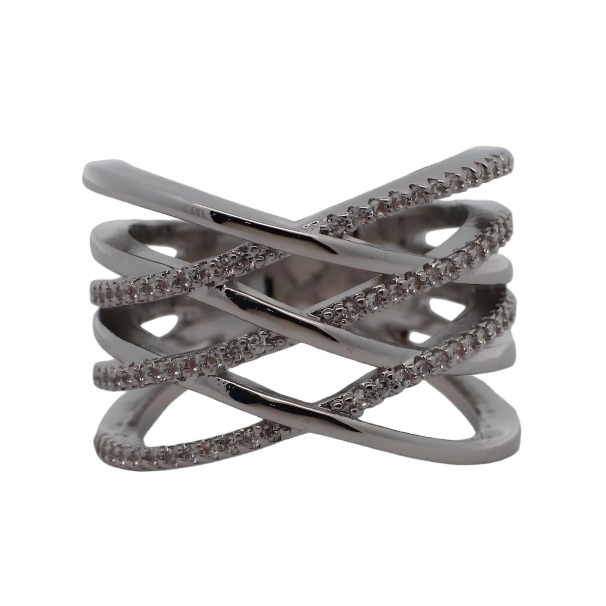 Warm Fortune Gold Plated Cubic Zirconia Band Ring, Hip Hop Street Style For Man or Women Fashion Jewelry