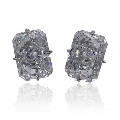 Warm Fortune Cubic Zirconia Stud Earrings for Women, 925 Sterling Silver with 18K White Gold Plated Hypoallergenic