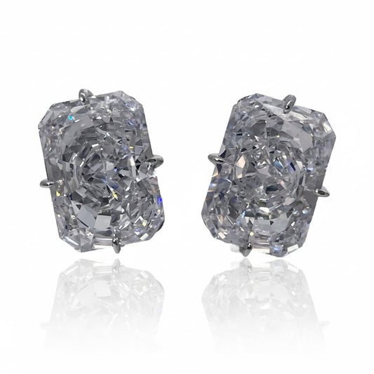 Warm Fortune Cubic Zirconia Stud Earrings for Women, 925 Sterling Silver with 18K White Gold Plated Hypoallergenic