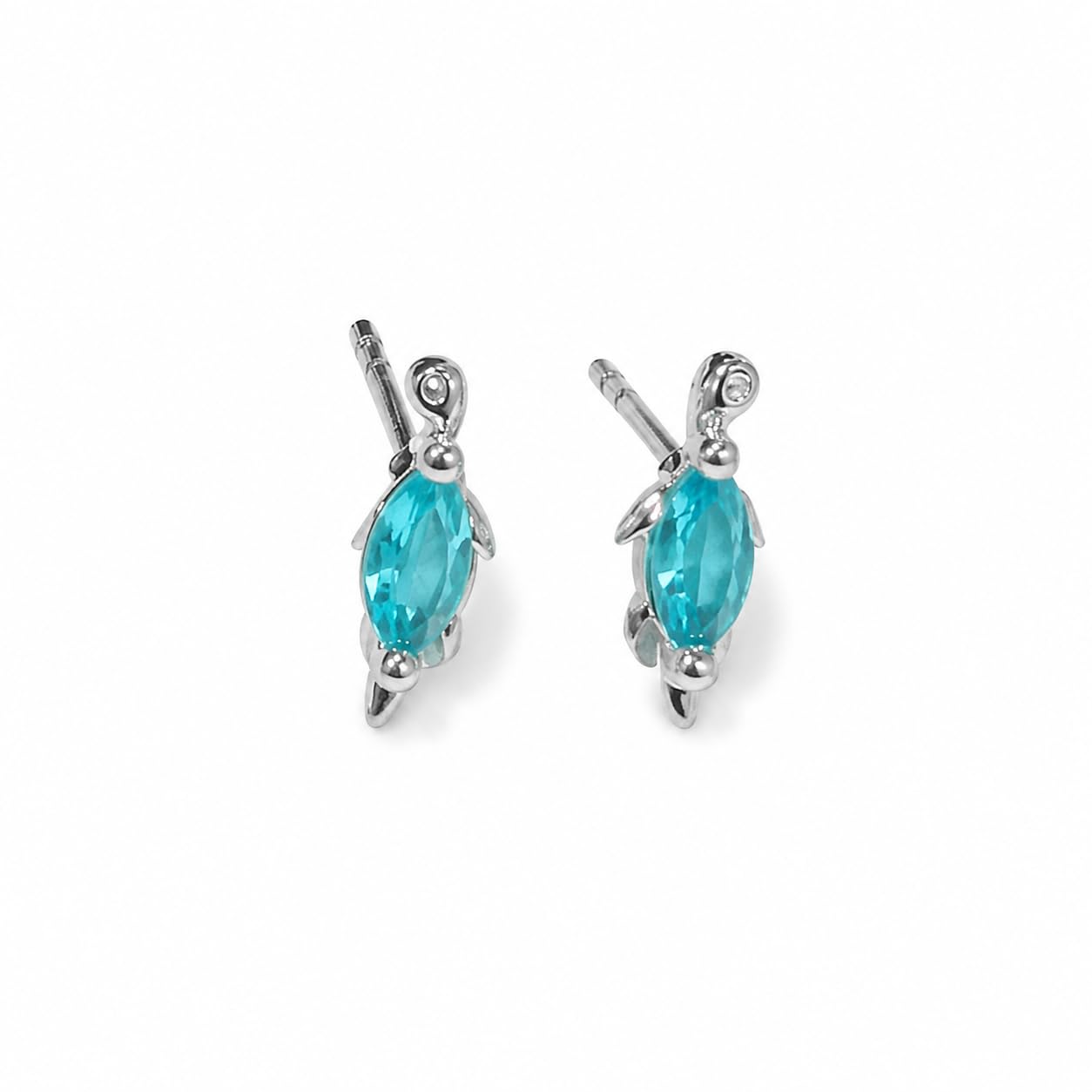 Warm Fortune 18K Gold Plated  Marquise Leaf Cubic Zirconia Stud Earrings for Women Hypoallergenic - Valentine's Day, Mother's Day, Birthday Gift for Her
