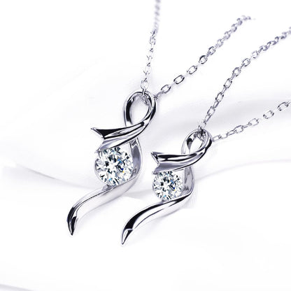 Warm Fortune Moissanite Pendant Necklace for Women, 0.5/1.0 ct DE VVS, 18K White Gold Plated Sterling Silver, 16 inch + 2inch Chain