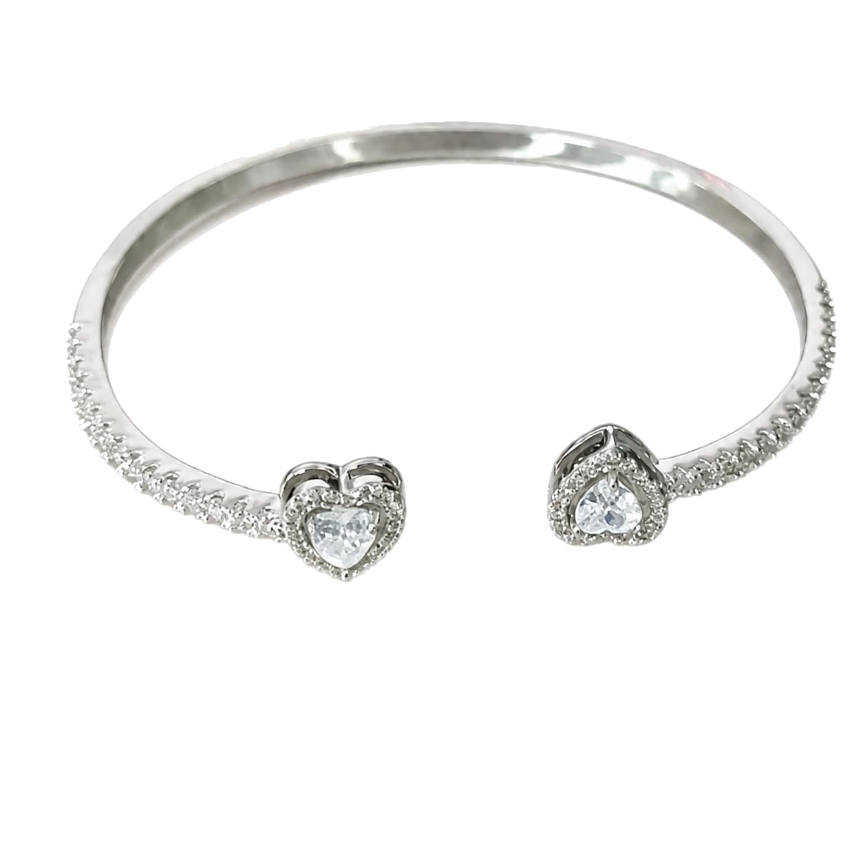 Warm Fortune double heart open cuff bracelet