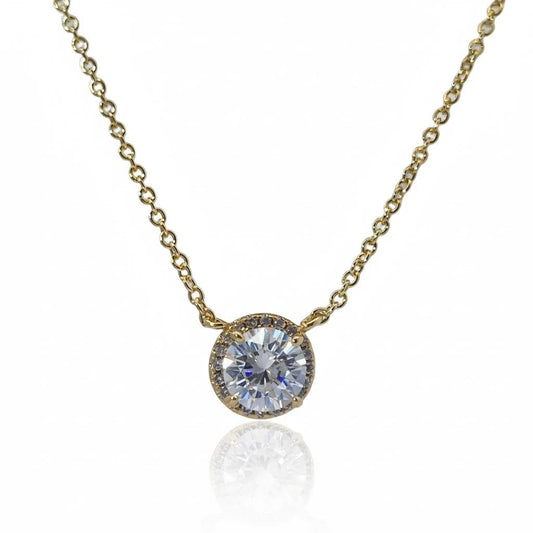 Warm Fortune Cubic Zirconia Pendant Necklace for Women,18K Gold Plated,16 inch + 2inch Chain