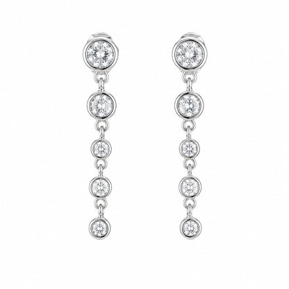 Warm Fortune 18K White Gold Plated Five-Stone CZ Dangle Earrings