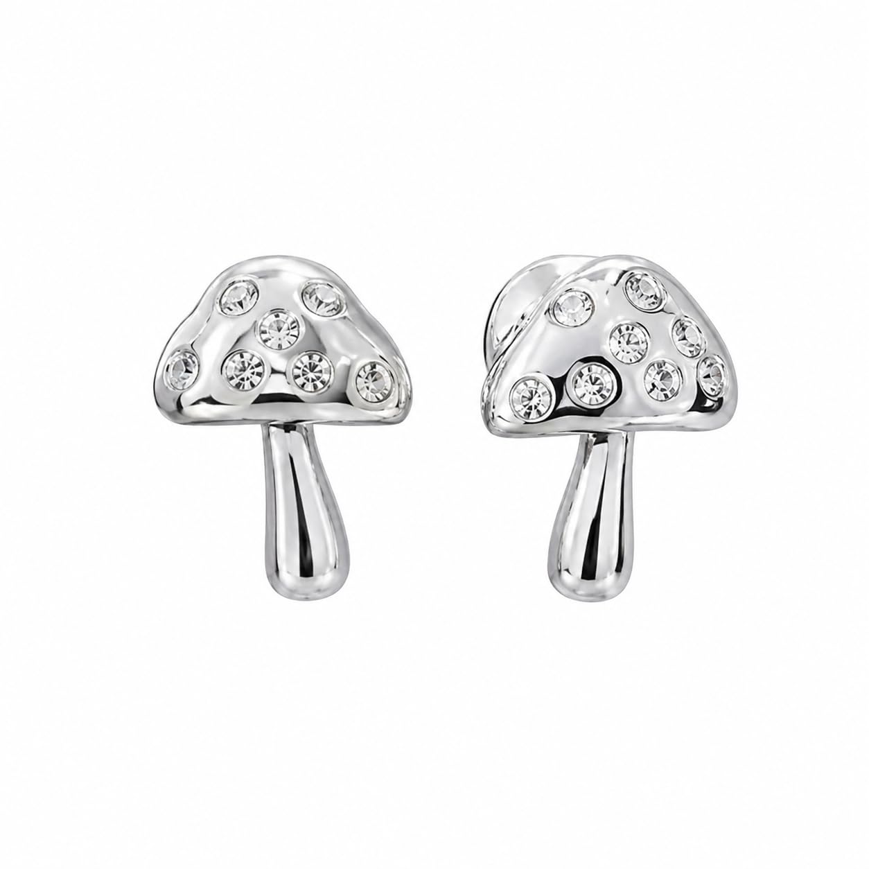 Warm Fortune 18K Gold Plated Mushroom Cubic Zirconia Stud Earrings for Women Hypoallergenic - Valentine's Day, Mother's Day, Birthday Gift for Her