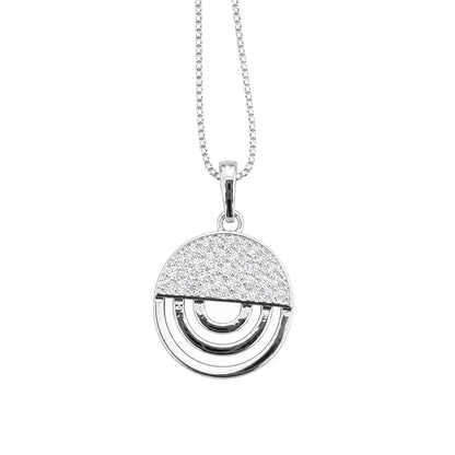 Warm Fortune Rainbow Circle Pendant Necklace for Women: 18K Gold Plated, Adjustable Chain (18"+2") with Sparkling CZ | Elegant & Versatile, an Ideal Layered Piece