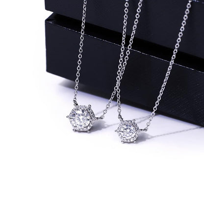 Warm Fortune Moissanite Pendant Necklace for Women, 0.5/1.0 ct DE VVS, 18K White Gold Plated Sterling Silver, 16 inch + 2inch Chain