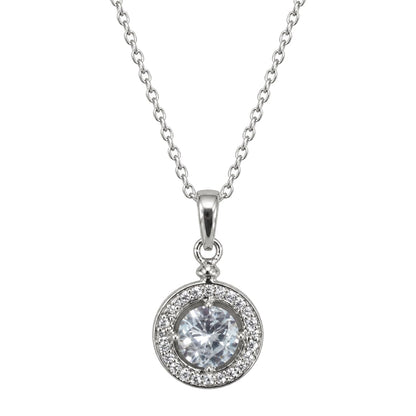 Warm Fortune Round Halo Pendant Necklace for Women: 18K Gold Plated, Adjustable Chain (18"+2") with Sparkling CZ | A Dazzling Statement for Glamorous Events