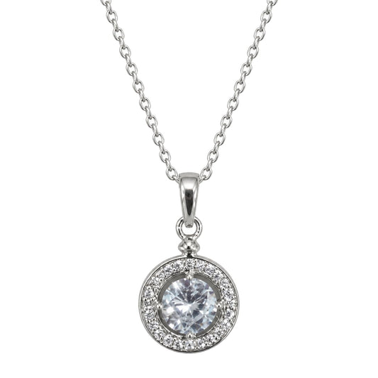 Warm Fortune Round Halo Pendant Necklace for Women: 18K Gold Plated, Adjustable Chain (18"+2") with Sparkling CZ | A Dazzling Statement for Glamorous Events
