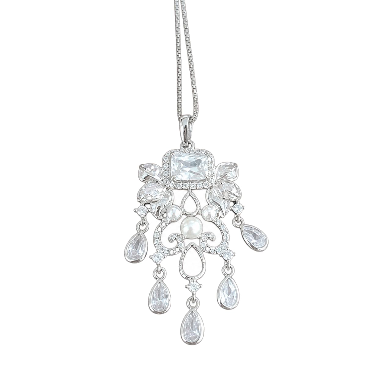 Warm Fortune Glamorous Ornate Pendant Necklace for Women: 18K Gold Plated, Adjustable Chain (18"+2") with Sparkling CZ | A Dazzling Statement for Glamorous Events