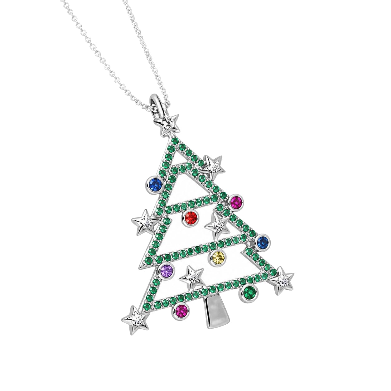 Warm Fortune Sparkling Christmas Tree Pendant Necklace for Women: 18K Gold Plated, Adjustable Chain (18"+2") with Sparkling CZ | Adorably Cute, a Romantic Accent for Her