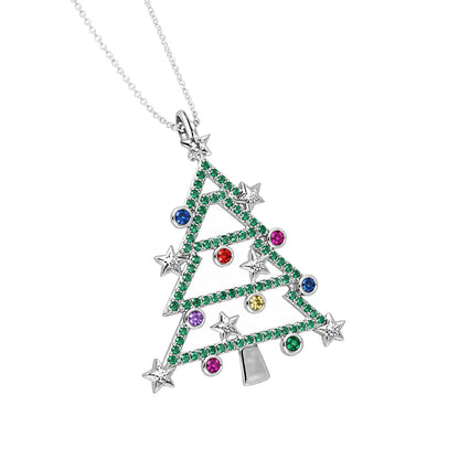 Warm Fortune Sparkling Christmas Tree Pendant Necklace for Women: 18K Gold Plated, Adjustable Chain (18"+2") with Sparkling CZ | Adorably Cute, a Romantic Accent for Her