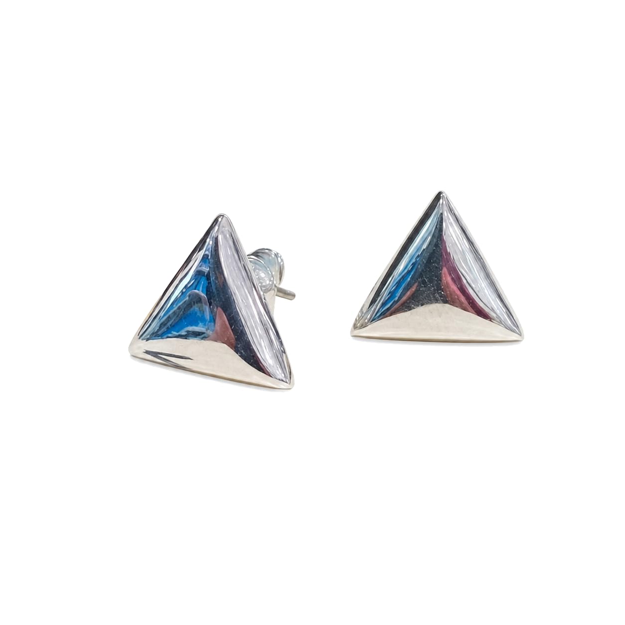 Warm Fortune 18K Gold Plated Geometric Pyramid Stud Earrings for Women Hypoallergenic - Valentine's Day, Mother's Day, Birthday Gift for Her