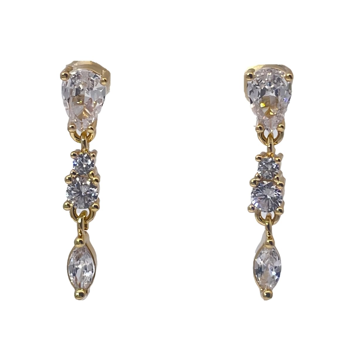 Warm Fortune Cubic Zirconia Drop Earrings for Women, Gold Plated,Gift for Her,Hypoallergenic