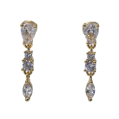 Warm Fortune Cubic Zirconia Drop Earrings for Women, Gold Plated,Gift for Her,Hypoallergenic