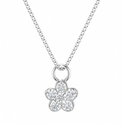 Warm Fortune 18K White Gold Plated CZ Flower Pendant Necklace for Women