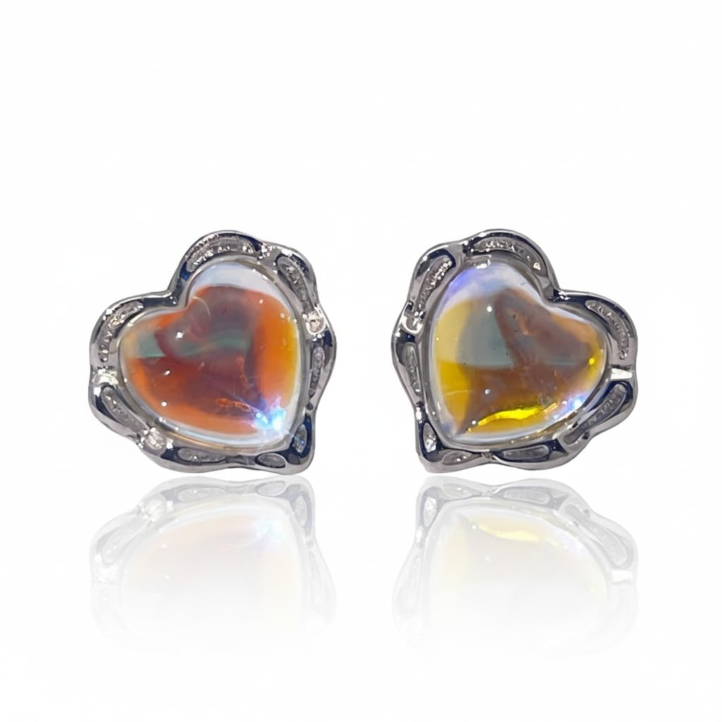 Warm Fortune Cubic Zirconia Stud Earrings for Women, 925 Sterling Silver with 18K White Gold Plated Hypoallergenic