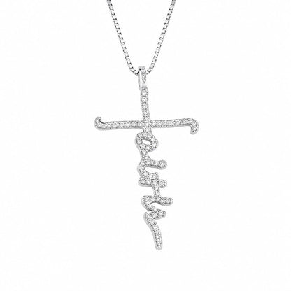 Warm Fortune Faith Cross Pendant Necklace for Women, 18K White Gold Plated, 18 Inch Chain with Sparkling CZ, Dainty, Chic & Everyday Jewelry