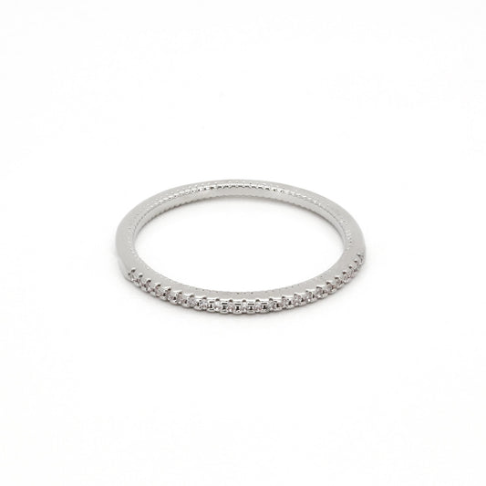 Warm Fortune Full Eternity Stackable Ring, 18K Gold Plated CZ Wedding Band, Available in Multiple ,Size 6-9