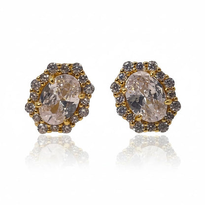 Warm Fortune Cubic Zirconia Stud Earrings for Women, 925 Sterling Silver with 18K White Gold Plated Hypoallergenic