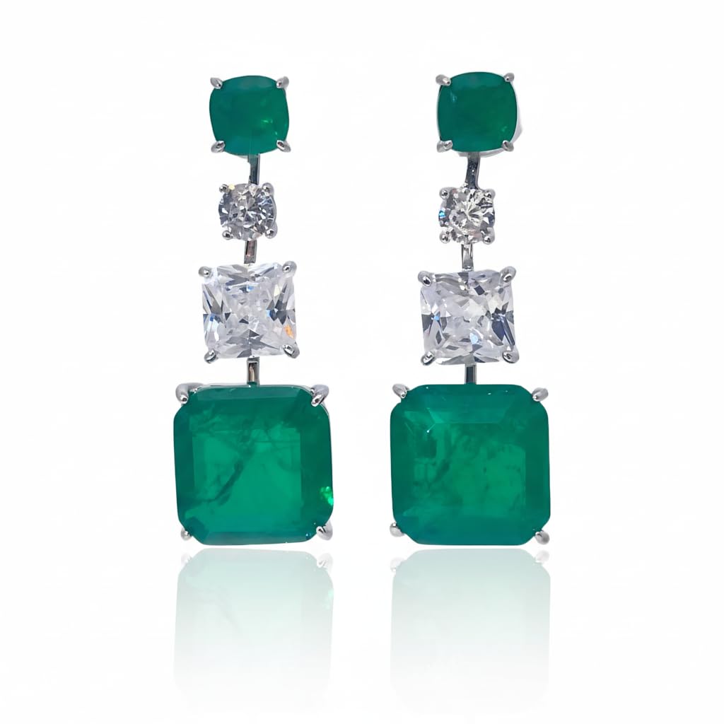 Warm Fortune Cubic Zirconia Drop Earrings for Women,925 Sterling Silver with 18K White Gold Plated Hypoallergenic