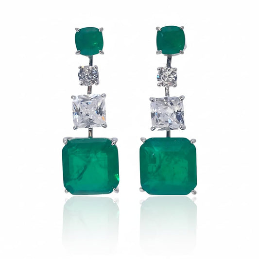 Warm Fortune Cubic Zirconia Drop Earrings for Women,925 Sterling Silver with 18K White Gold Plated Hypoallergenic