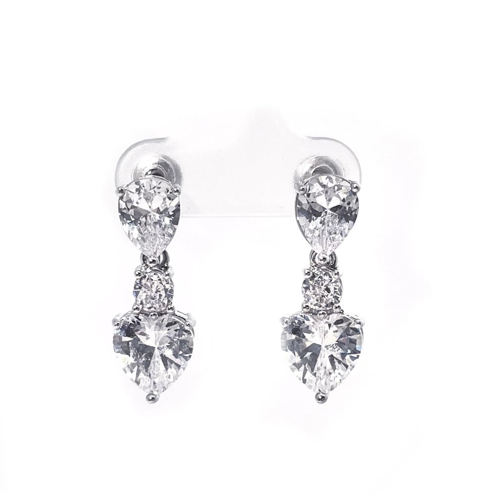 Warm Fortune 18K Gold Plated Teardrop & Heart Cubic Zirconia Drop Earrings for Women Hypoallergenic - Valentine's Day, Mother's Day, Birthday Gift for Her