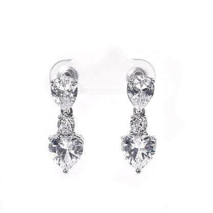 Warm Fortune 18K Gold Plated Teardrop & Heart Cubic Zirconia Drop Earrings for Women Hypoallergenic - Valentine's Day, Mother's Day, Birthday Gift for Her