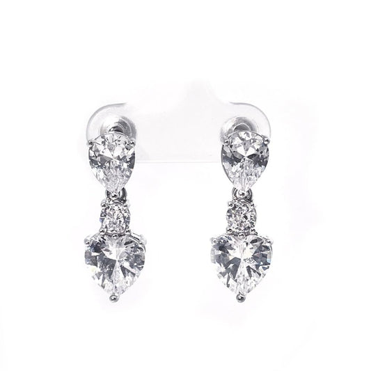 Warm Fortune 18K Gold Plated Teardrop & Heart Cubic Zirconia Drop Earrings for Women Hypoallergenic - Valentine's Day, Mother's Day, Birthday Gift for Her