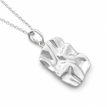 Warm Fortune 18K White Gold Plated Abstract Ripple Pendant Necklace
