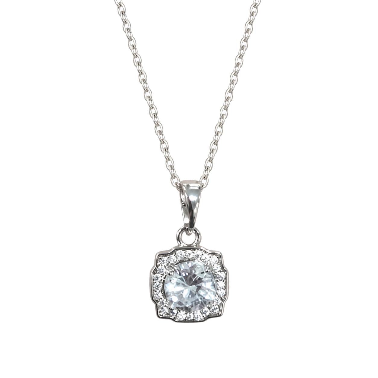 Warm Fortune Green Square Halo Pendant Necklace for Women: 18K Gold Plated, Adjustable Chain (16"+2") with Sparkling CZ | A Dazzling Statement for Glamorous Events