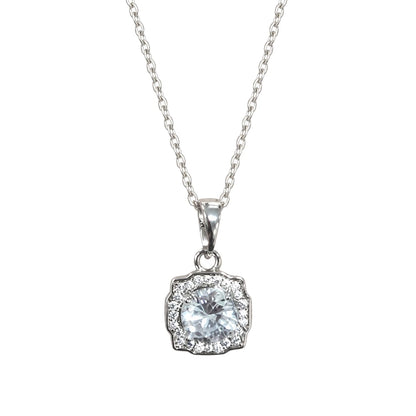Warm Fortune Green Square Halo Pendant Necklace for Women: 18K Gold Plated, Adjustable Chain (16"+2") with Sparkling CZ | A Dazzling Statement for Glamorous Events