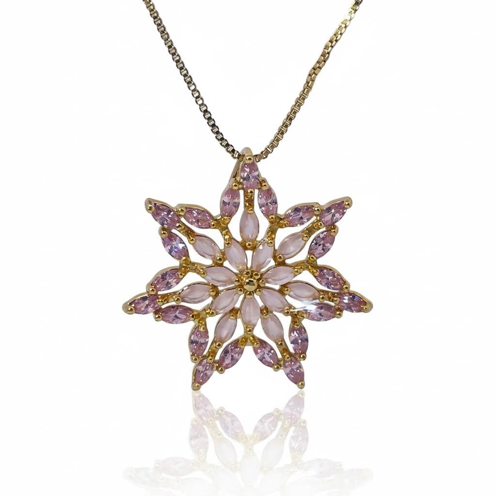 Warm Fortune Cubic Zirconia Pendant Necklace for Women,18K Gold Plated,18 inch + 2inch Chain