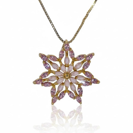 Warm Fortune Cubic Zirconia Pendant Necklace for Women,18K Gold Plated,18 inch + 2inch Chain