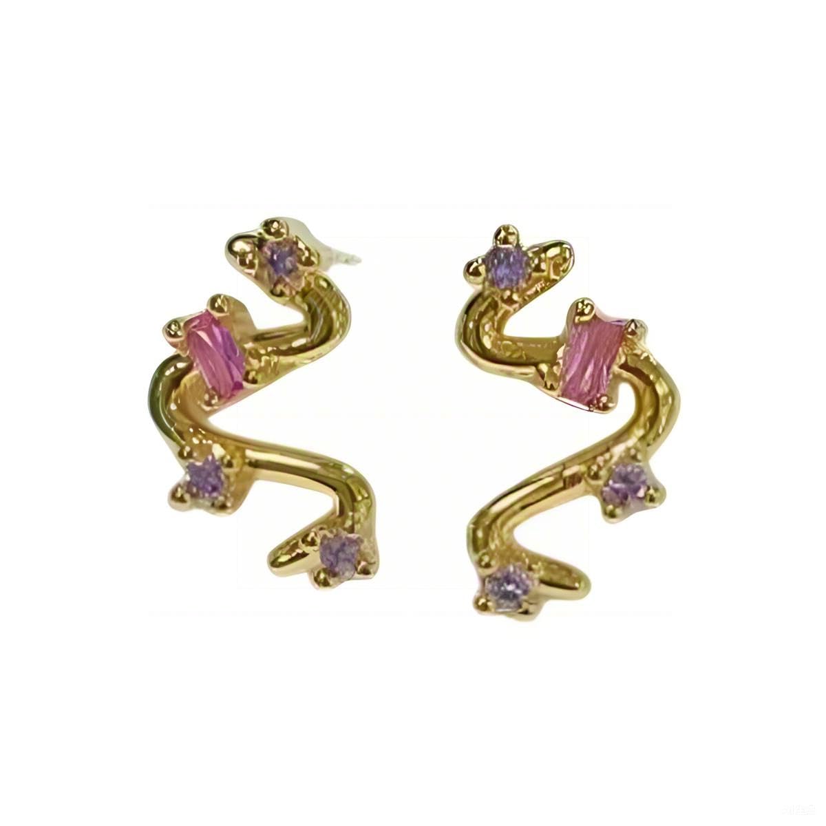 Warm Fortune Cubic Zirconia Stud Earrings for Women, Gold Plated,Gift for Her,Hypoallergenic